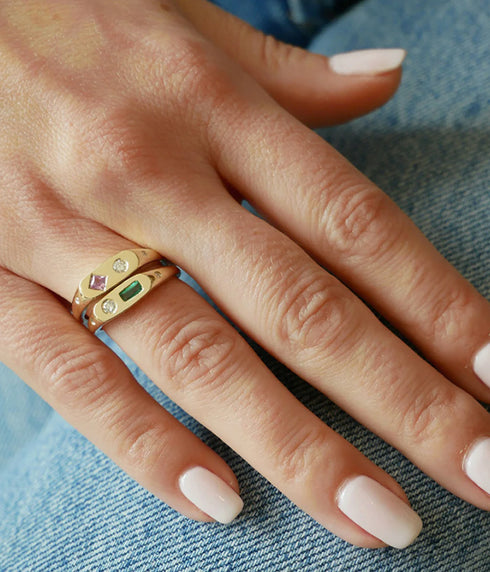 Diamond and Pink Sapphire Treasure Ring - 14K